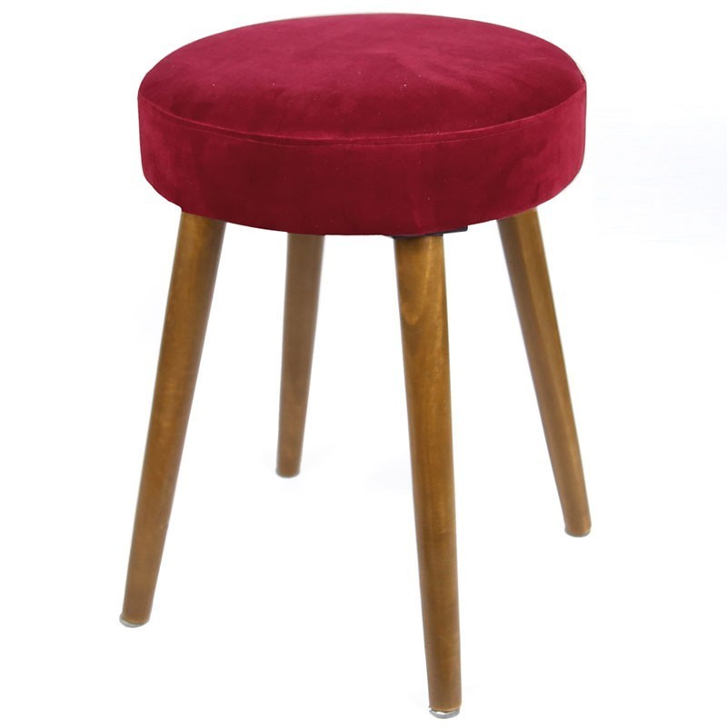 Taburete Velvet Rojo pata madera terciopelo 49x36 cm Taburete Velvet Rojo pata madera terciopelo 49x36 cm