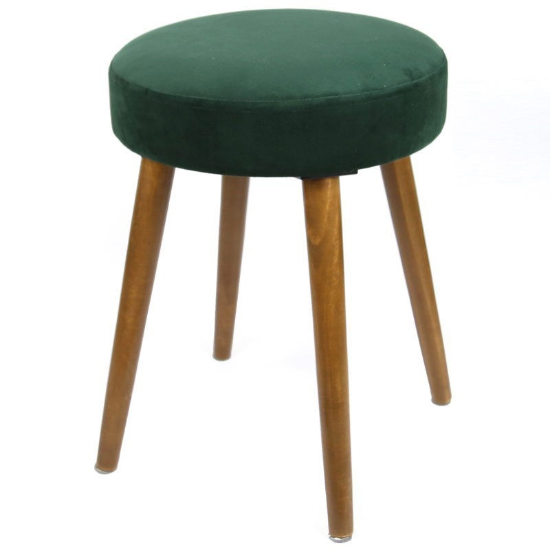 Taburete Velvet verde asiento terciopelo pata madera 49x36 cm Taburete Velvet verde asiento terciopelo pata madera 49x36 cm