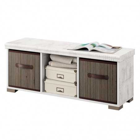 Mueble auxiliar Laria Blanco Melamina y Bambú 40x102x33- Miroytengo.es