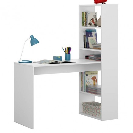 Mesa de escritorio con estanteria reversible Duplo Blanco 120 cm