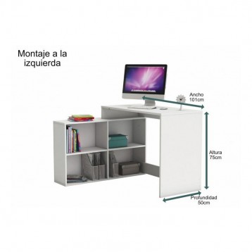 Mesa Escritorio Moderno Con Estanteria Baja Color Blanco_medidas 1