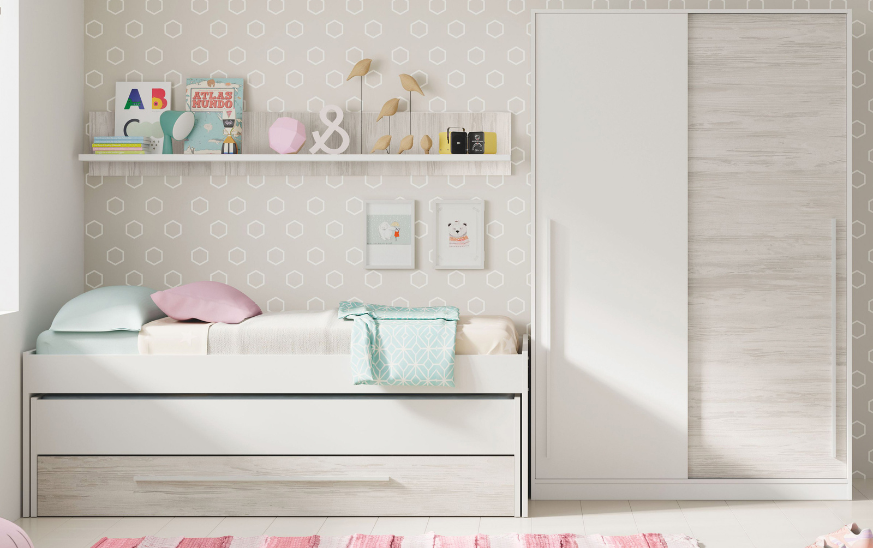 Habitación Juvenil Moderna Conjunto de Muebles Elliot con Somieres
