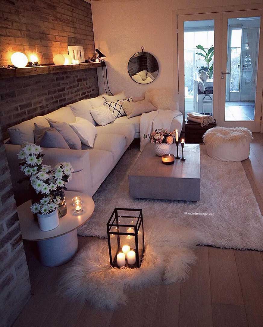muebles de salon en colores blanco y madera 
